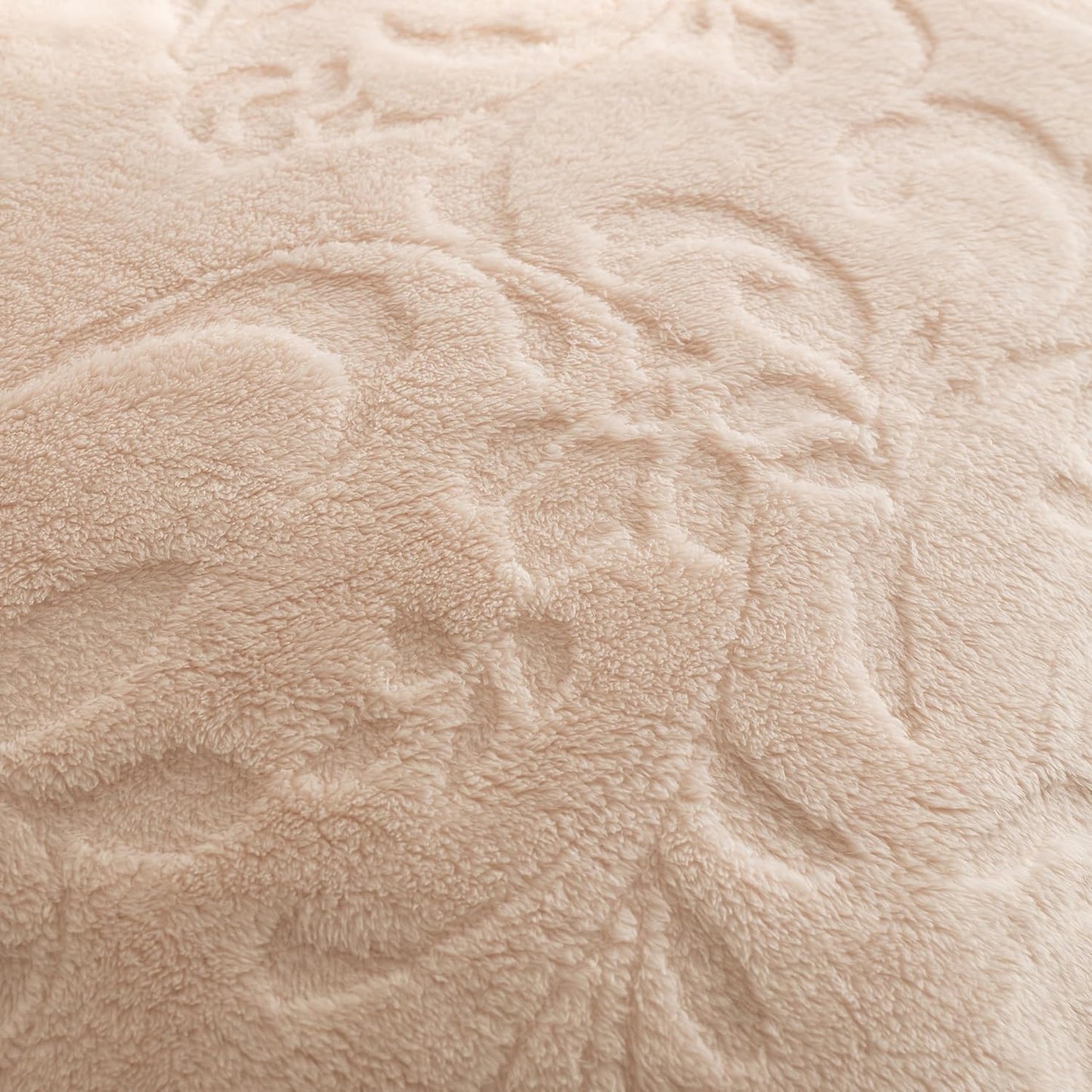 UKELER Sherpa Fleece Blanket 60 × 80 inch, Ultra Soft Twin Size Throw Blanket for All Season, Cozy Plush Floral Throw Blanket for Bed Couch Sofa Office Camping, Off-White