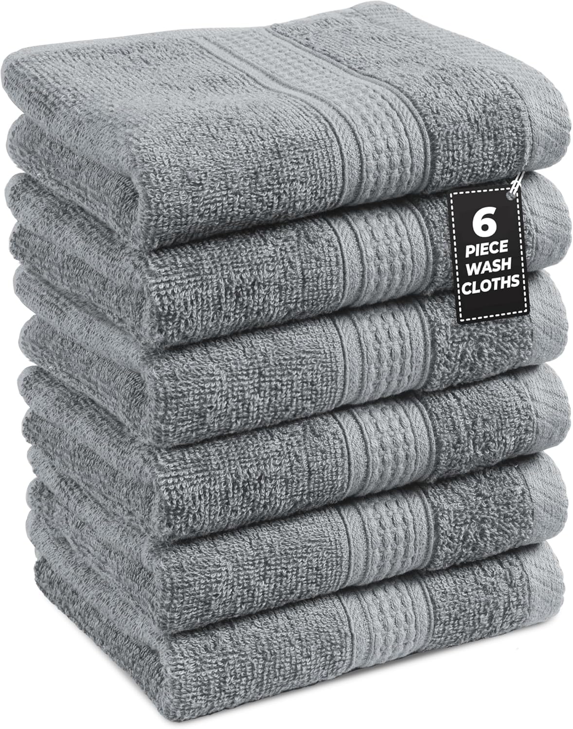 LANE LINEN 100% Cotton Bath Towels Set - 24 PCs - Durable, Quick Dry, Super Soft & Highly Absorbent - 4 Bath, 4 Fingertip, 6 Hand Towels, 8 Washcloths, 2 Bath Sheets - Perfect Family Set - Cool Grey