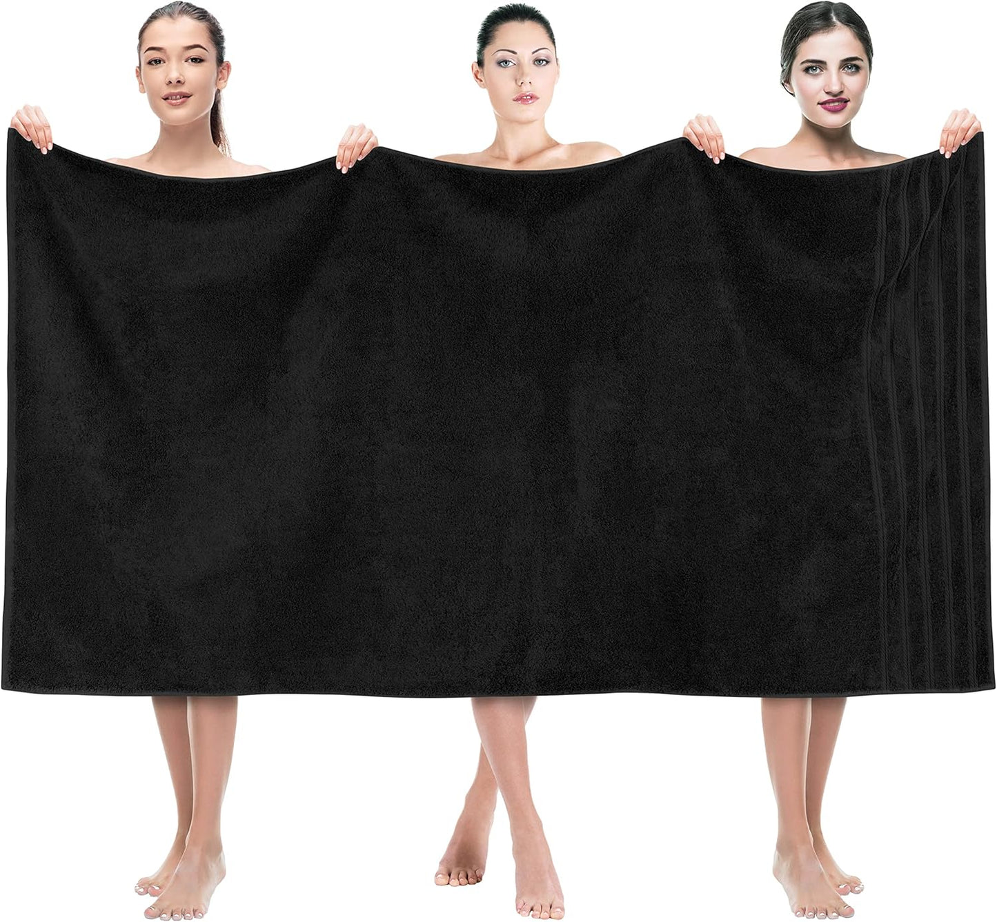 American Soft Linen Luxury 6 Piece Towel Set, 2 Bath Towels 2 Hand Towel 2 Washcloths, 600 GSM 100% Cotton Turkish Towels for Bathroom, Black Towel Sets
