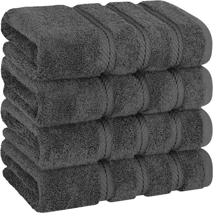 American Soft Linen Luxury 6 Piece Towel Set, 2 Bath Towels 2 Hand Towel 2 Washcloths, 600 GSM 100% Cotton Turkish Towels for Bathroom, Black Towel Sets