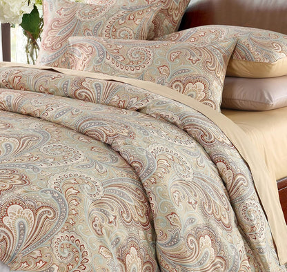 VM VOUGEMARKET Purple Green Duvet Cover Queen,3 Pieces Retro Boho Medallion Jacquard Flower Bedding Set,Linen Cotton Yarn-Dyed Textured Duvet Cover with Zipper Closure