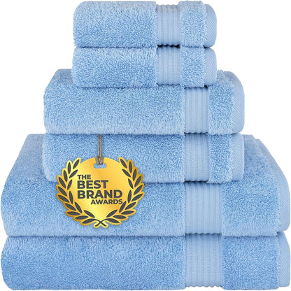 Cotton Paradise 6 Piece Towel Set, 100% Cotton Soft Absorbent Turkish Towels for Bathroom, 2 Bath Towels 2 Hand Towels 2 Washcloths, Mint Towel Set