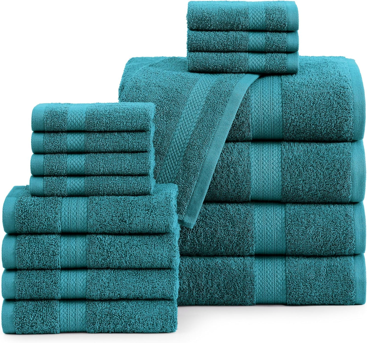 LANE LINEN 100% Cotton Luxury Bathroom Towel Set - 16 Pcs - Ring Spun, Quick Dry, Super Soft & Highly Absorbent - 4 Bath, 8 Washcloths, 4 Hand Towels - Pre Shrunk, Can be Used in Salon - Space Grey