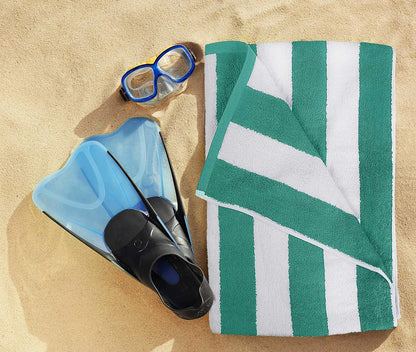 Utopia Towels 4 Pack Cabana Stripe Beach Towel, 30 by 60 Inches, Oversized 100% Ringspun Cotton Pool Towels, Highly Absorbent Bath Towels for Beach