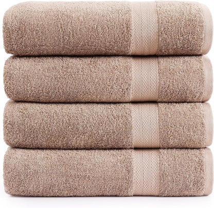 LANE LINEN 100% Cotton Bath Towels Set - 24 PCs - Durable, Quick Dry, Super Soft & Highly Absorbent - 4 Bath, 4 Fingertip, 6 Hand Towels, 8 Washcloths, 2 Bath Sheets - Perfect Family Set - Cool Grey