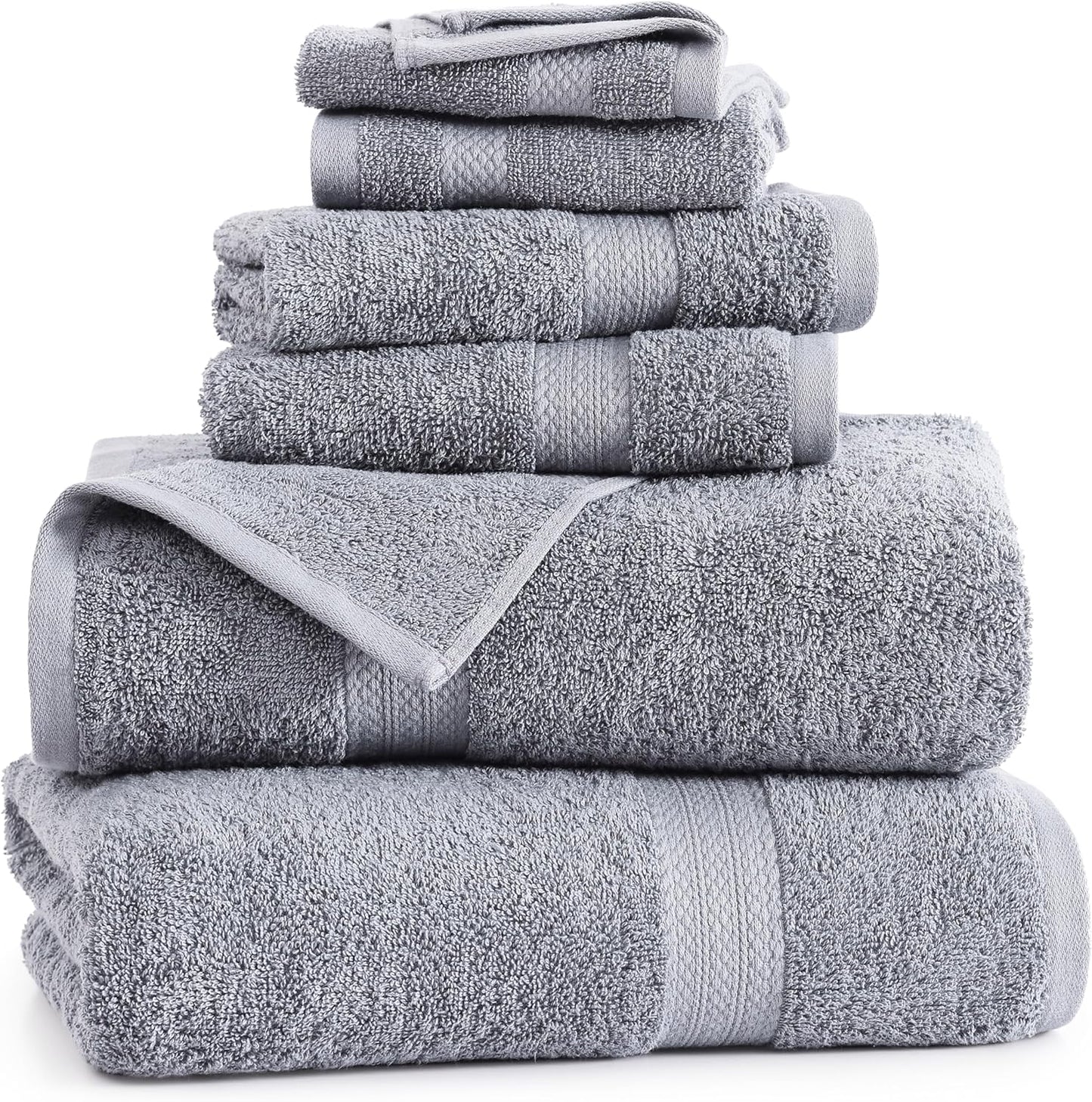 LANE LINEN 100% Cotton Luxury Bathroom Towel Set - 16 Pcs - Ring Spun, Quick Dry, Super Soft & Highly Absorbent - 4 Bath, 8 Washcloths, 4 Hand Towels - Pre Shrunk, Can be Used in Salon - Space Grey