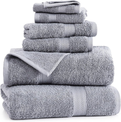 LANE LINEN 100% Cotton Luxury Bathroom Towel Set - 16 Pcs - Ring Spun, Quick Dry, Super Soft & Highly Absorbent - 4 Bath, 8 Washcloths, 4 Hand Towels - Pre Shrunk, Can be Used in Salon - Space Grey