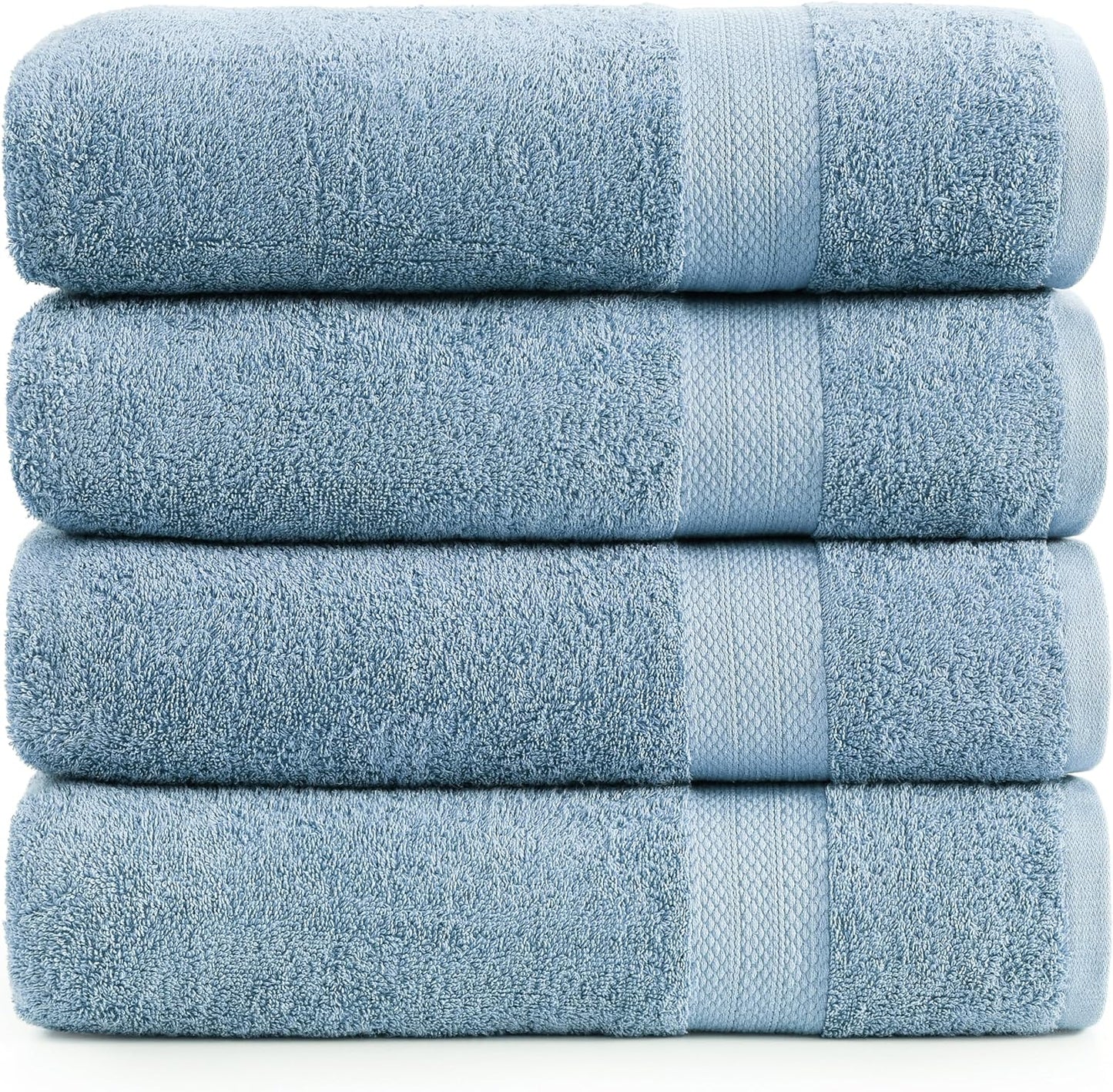 LANE LINEN 100% Cotton Bath Towels Set - 24 PCs - Durable, Quick Dry, Super Soft & Highly Absorbent - 4 Bath, 4 Fingertip, 6 Hand Towels, 8 Washcloths, 2 Bath Sheets - Perfect Family Set - Cool Grey