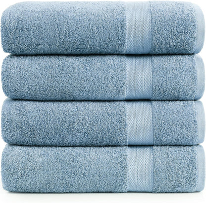 LANE LINEN 100% Cotton Bath Towels Set - 24 PCs - Durable, Quick Dry, Super Soft & Highly Absorbent - 4 Bath, 4 Fingertip, 6 Hand Towels, 8 Washcloths, 2 Bath Sheets - Perfect Family Set - Cool Grey