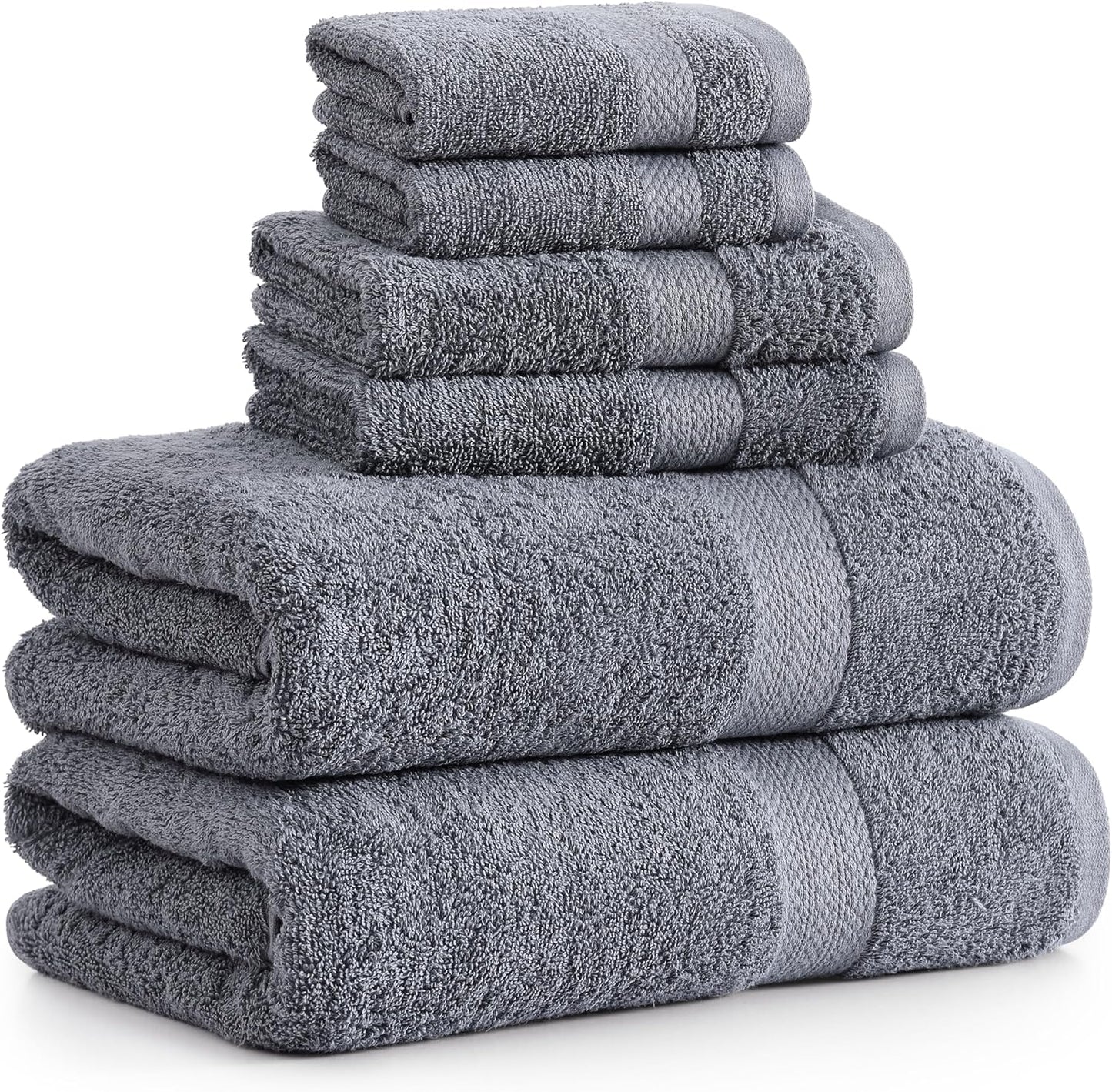 LANE LINEN 100% Cotton Luxury Bathroom Towel Set - 16 Pcs - Ring Spun, Quick Dry, Super Soft & Highly Absorbent - 4 Bath, 8 Washcloths, 4 Hand Towels - Pre Shrunk, Can be Used in Salon - Space Grey