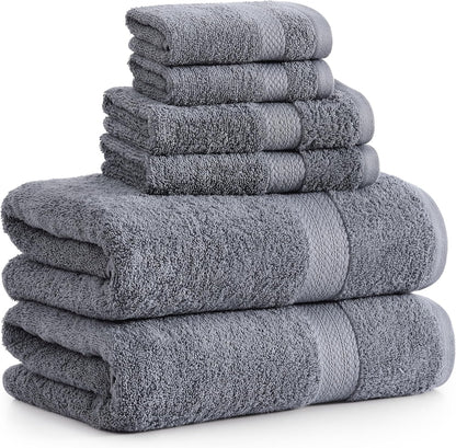 LANE LINEN 100% Cotton Luxury Bathroom Towel Set - 16 Pcs - Ring Spun, Quick Dry, Super Soft & Highly Absorbent - 4 Bath, 8 Washcloths, 4 Hand Towels - Pre Shrunk, Can be Used in Salon - Space Grey