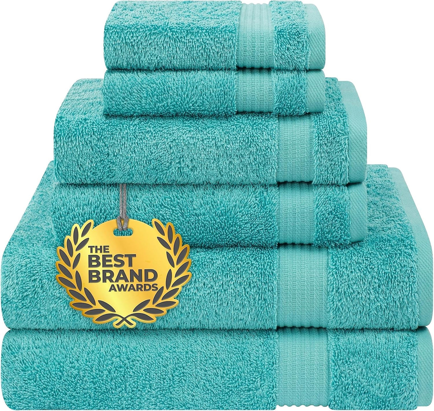 Cotton Paradise 6 Piece Towel Set, 100% Cotton Soft Absorbent Turkish Towels for Bathroom, 2 Bath Towels 2 Hand Towels 2 Washcloths, Beige Towel Set