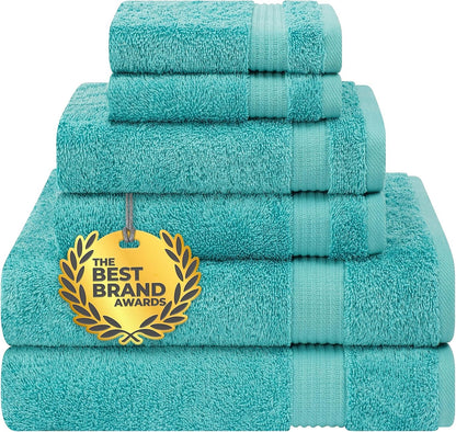 Cotton Paradise 6 Piece Towel Set, 100% Cotton Soft Absorbent Turkish Towels for Bathroom, 2 Bath Towels 2 Hand Towels 2 Washcloths, Beige Towel Set