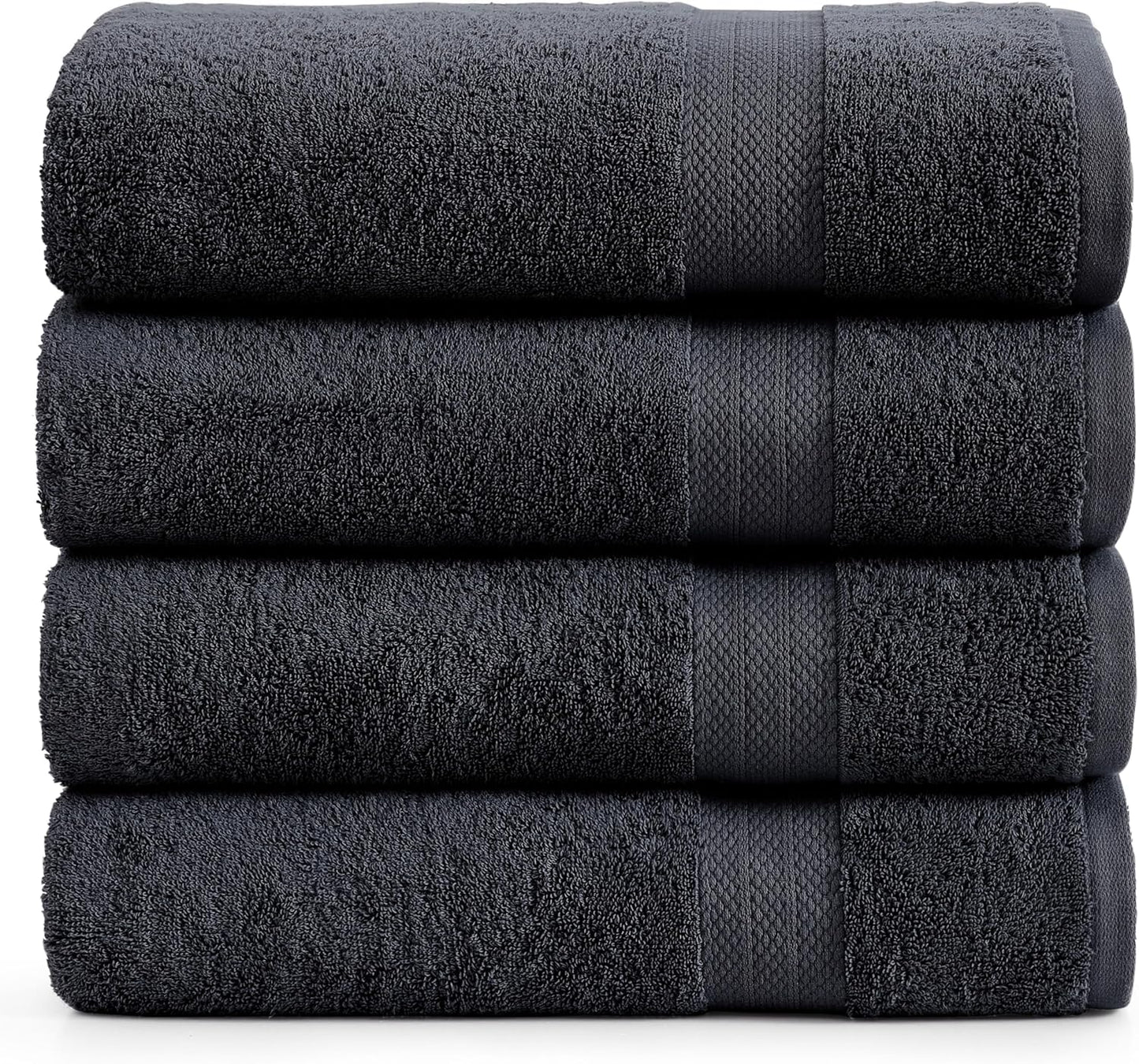 LANE LINEN 100% Cotton Bath Towels Set - 24 PCs - Durable, Quick Dry, Super Soft & Highly Absorbent - 4 Bath, 4 Fingertip, 6 Hand Towels, 8 Washcloths, 2 Bath Sheets - Perfect Family Set - Cool Grey