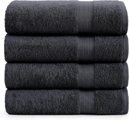 LANE LINEN 100% Cotton Bath Towels Set - 24 PCs - Durable, Quick Dry, Super Soft & Highly Absorbent - 4 Bath, 4 Fingertip, 6 Hand Towels, 8 Washcloths, 2 Bath Sheets - Perfect Family Set - Cool Grey
