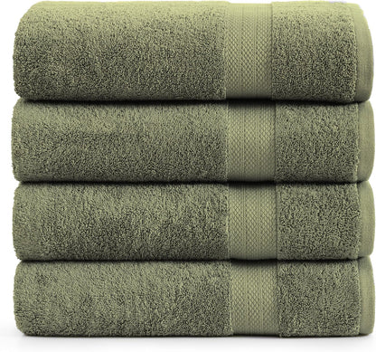 LANE LINEN 100% Cotton Bath Towels Set - 24 PCs - Durable, Quick Dry, Super Soft & Highly Absorbent - 4 Bath, 4 Fingertip, 6 Hand Towels, 8 Washcloths, 2 Bath Sheets - Perfect Family Set - Cool Grey