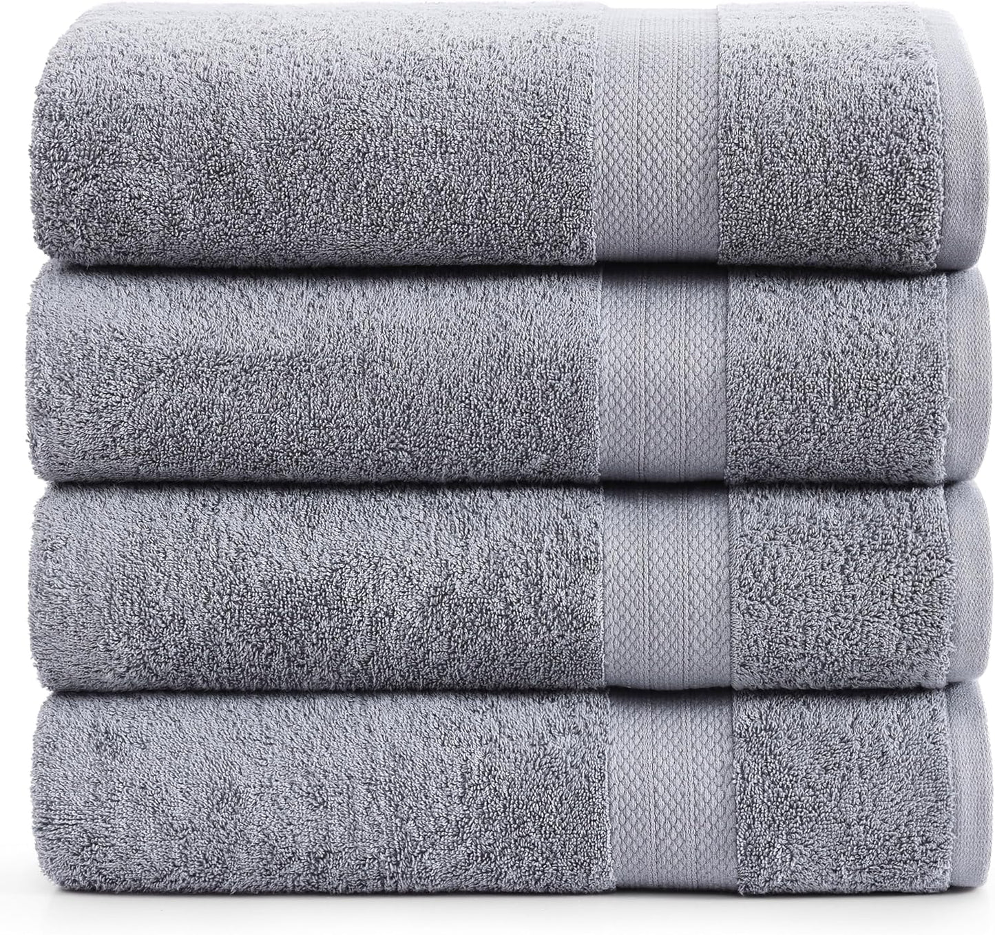 LANE LINEN 100% Cotton Bath Towels Set - 24 PCs - Durable, Quick Dry, Super Soft & Highly Absorbent - 4 Bath, 4 Fingertip, 6 Hand Towels, 8 Washcloths, 2 Bath Sheets - Perfect Family Set - Cool Grey
